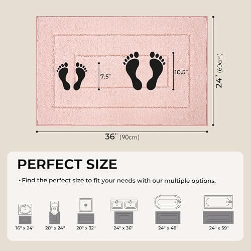 GRANNY SAYS Pink Bathroom Rugs Non Slip Washable, 24"x 36", Soft Bath Mats for Bathroom, Microfiber Shag Rug, Absorbent Bath Floor Mat, Large Bath Rug for Shower, Tub, Bedroom thumbnail 2