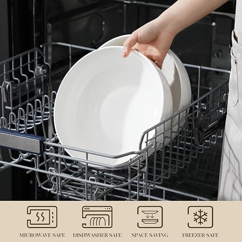 MALACASA Serving Bowls, 114 OZ(10") Extra Large Salad Bowls Set of 2, Porcelain White Serving Bowls for Salad, Soup, Pasta and Dinner, Large Ceramic Bowl Set for Entertaining, Series REGULAR thumbnail 5