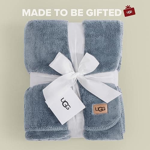UGG Whitecap Plush Throw Blanket Fleece Lightweight Soft Cozy Throw for Couch or Bed Luxury Home Decor for Living Room, Christmas Blankets, Machine Washable, 50-inch x 70-inch, Denim Blue thumbnail 4