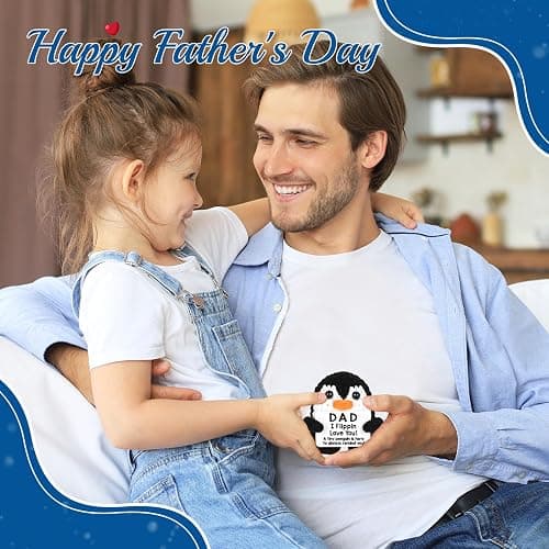 Fathers Day Dad Gifts from Daughter Son, Handmade Crochet Mini Penguin Birthday Gift for Father StepDad, Funny Gifts for Dad Birthday Father‘s Day Cute Decor, I Love You Dad‘s Emotional Small Present - Dad thumbnail 5