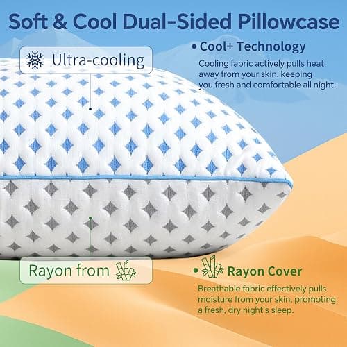 LOVELYREST Queen Pillow 1 Pack, Cooling Shredded Memory Foam Pillow | Adjustable Loft, Balanced Support, Medium Firm Feel, Side Back Stomach Sleepers, Washable Cover, Airflow Design, Easy Care thumbnail 3