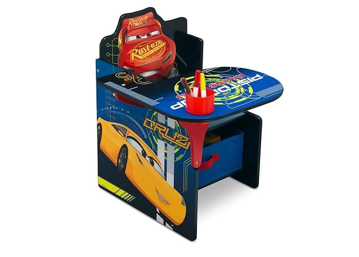 Delta Children Chair Desk With Storage Bin, Disney/Pixar Cars | Kids Chair Desk Includes Fabric Storage Bin and Cup Holder, Low to the Ground for Easy Access, Ideal for Toddlers/Kids Age 3+ - Image 1