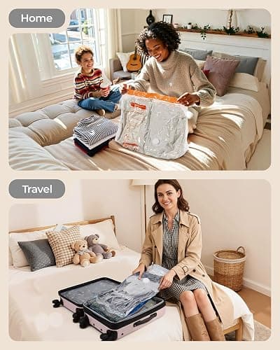 BAGSMART Travel Vacuum Bags with Rechargeable Electric Pump, 18PC Kit | Heavy-duty PA+PE material, Bonus Shoe, Laundry & Toiletry Bags, Save 80% Space Ideal for suitcase packing, travel & home. thumbnail 8