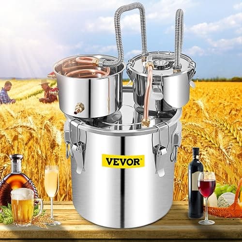VEVOR Alcohol Still 13GAL/50L, Alcohol Distiller with Thumper Keg, Distillery Kit for Alcohol with Copper Tube & Build-in Thermometer & Water Pump thumbnail 2