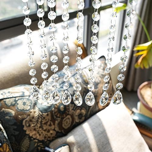KANPURA 1ft 10pcs Teardrop Crystals Garland,Crystal Teardrop Chandelier Replacement,Hanging Glass Crystals for Chandelier, Christmas Tree, Wedding Decor(Clear) thumbnail 5