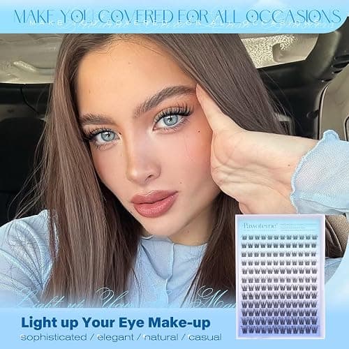 Pawotence Wispy Lash Clusters Natural Eyelash Clusters 8-16mm Cluster Eyelash Extensions 144pcs Fairy Individual Lashes Wispy Cluater Lashes Extension Natural Look thumbnail 2