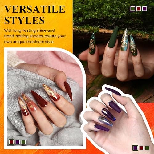 VANREESA 24 Pcs Fall Gel Nail Polish Set, 21 Colors Gel Polish with Base Coat Glossy & Matte Top Coat Orange Red Purple Green Brown Gel Polish Kit Nail Kit Gifts for Women thumbnail 3
