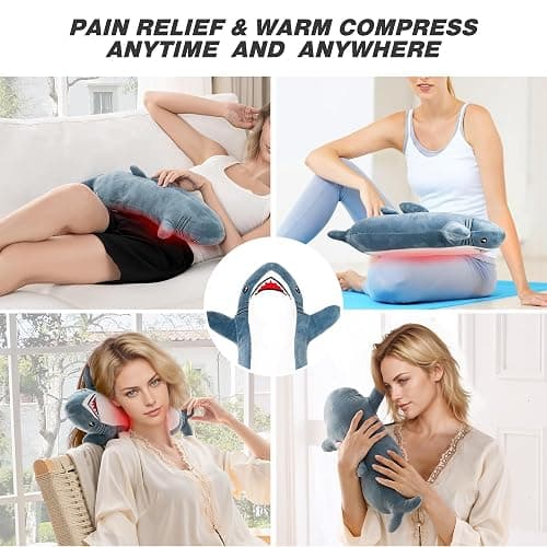 HOTHUGZ Shark Heating Pad for Cramps & Menstrual Pain Relief, Cute Stuffed Animal Electric Heating Pad, USB Powered Heated Plush Toy, Portable Warm Cushion, Spring Gift for Women Teen Girls thumbnail 7