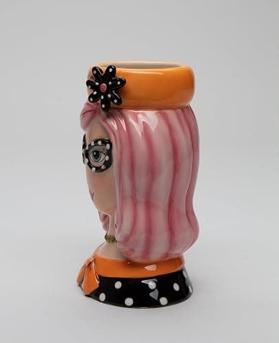Cosmos Gifts Lady Pink Hair Pencil Vase, Makeup Brush Holder, 3 1/2" x 3" x 5 5/8" H, Multicolor (62609) thumbnail 4
