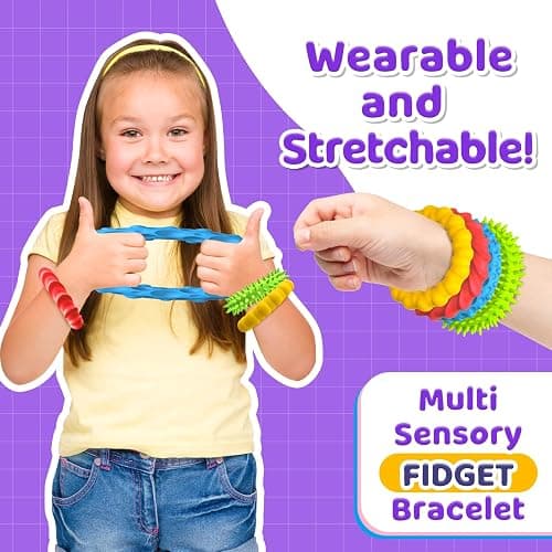 Sensory Fidget Toys for Kids Adults - 4 Pack Stretchy Fidget Toys Bracelet | Texture & Calming Autism Sensory Toys for Special Needs Autistic Children | Calming Classroom Toy for Easter Gifts Toddlers thumbnail 2