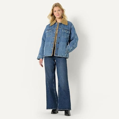 Amazon Essentials (Demi's Pick) Women's Oversized-Fit Faux-Shearling Lined Denim Jacket thumbnail 5