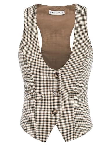 GRACE KARIN Women's Suit Vest Top, Dressy Casual Sleeveless Button Wasitcoat, Fromal Steampunk Blazer For Work Office - Image 1