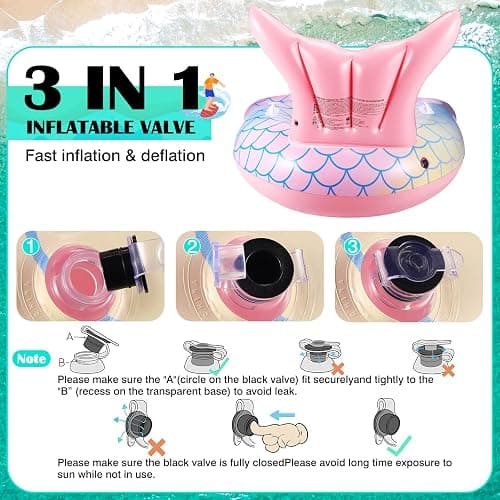 Inflatable Pool Float Mermaid Tail Pool Floating Chair 45“ with Cup Holders, Backrest, Mesh Bottom and Handles Summer Water Fun Beach Party Swimming Pool Toys for Kids Children Adults Water Activities thumbnail 6