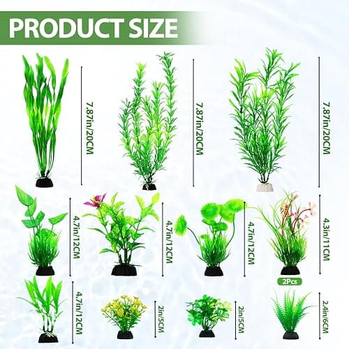 CousDUoBe 12pcs Fish Tank Accessories Aquarium Decorations Green Plants, Green Fish Tanks Decoration Plants, Fish Tank Decor, Aquarium Decor Plastic Plants thumbnail 3