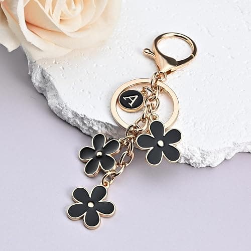 OUMILAN Initial Keychain Cute Flower Charms Keyring for Handbag Backpack–Personalized A-Z Letter Jewelry Gift for Women Girls thumbnail 4