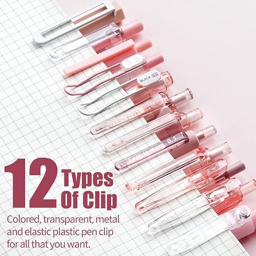 Four Candies Rose Series Gel Pens, Cute Writing Pens with Black & Pink Ink, 0.5 mm Smooth Fine Point, School Office Supplies Girly Stationery Aesthetic Desk Accessories for Women, Set of 12 thumbnail 5