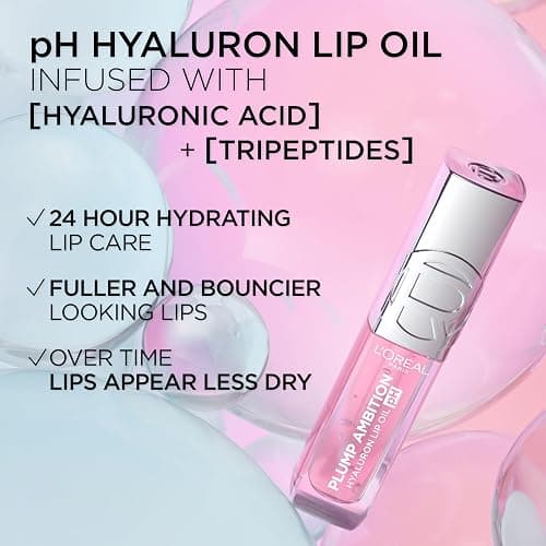 L'Oreal Paris Plump Ambition pH Hyaluron Lip Oil, Color Shifting Lip Tint with 24HR Hydration, Volumizing Shine and Lasting Color, 020 pH Rosé thumbnail 6