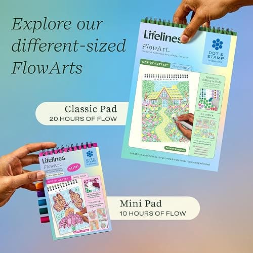Lifelines FlowArt Activity Pads, 3-Pack - Guided Dot & Trace Art Meditations with Markers - 12 Double-Sided Markers & 60 Scenes - Color by Number Coloring Books for Tweens, Adults & Seniors thumbnail 6