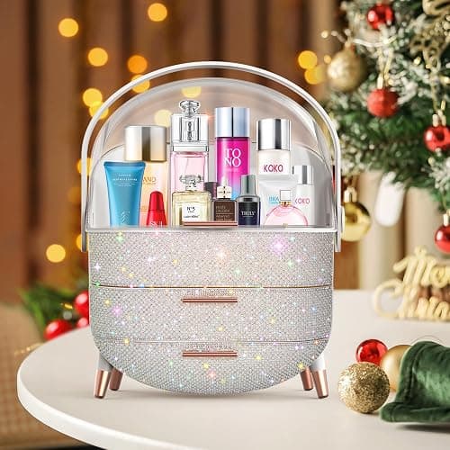 Teen Girls Gift Makeup Organizer,Skincare Organizer Jewelry Storage,Cosmetics Storage and Display Case,Make Up Holders and Organizers for Countertop,Bathroom Organizer (Pearl White) thumbnail 2