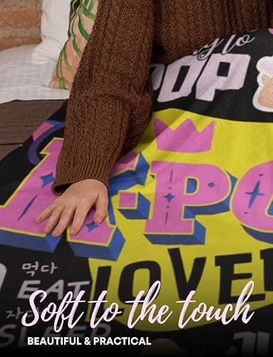Huglanket Kpop Gifts for Teen Girl K Pop Lovers, Kpop Merch Stuff Blanket for Women for Birthday, Christmas, Violet, 50"x 65" thumbnail 4
