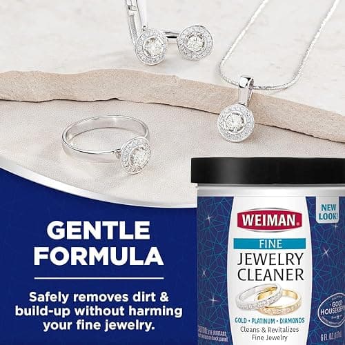 Weiman Fine Jewelry Cleaner Liquid with Cleaning Brush – Restores Shine & Brilliance to Gold, Platinum, Precious Gemstones & Diamond Jewelry, 6 Oz thumbnail 4
