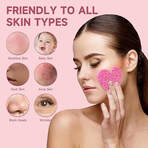 100 Count Compressed Facial Sponges 100% Natural Cellulose Eco-Friendly Makeup Sponges for Gentle Cleansing, Exfoliating & Stubborn Makeup Removal Travel for Women (pink) thumbnail 3