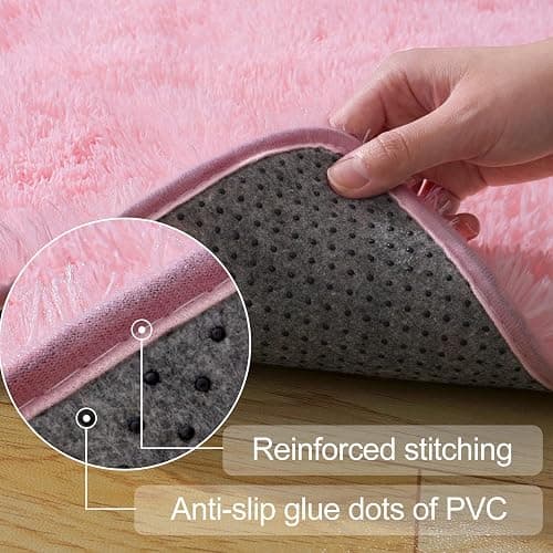qulint Pink Rugs for Bedroom Girls, 2x3 Fluffy Area Rugs for Living Room | Soft Shag Fuzzy Small Carpet, Plush Shaggy Cute Rug for Kids Boys and Girls Dorm Nursery Classroom Home Decor thumbnail 5