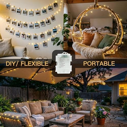 suddus Fairy Lights Battery Operated with Remote, 33ft 100 LED Dimmable Twinkle Lights with Timer, Waterproof Copper Wire String Lights for Bedroom, Christmas, Tree, Indoor Outdoor Decor (Warm White) thumbnail 3