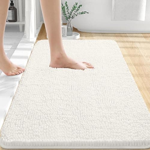 OLANLY Bathroom Rugs 30x20, Extra Soft Absorbent Chenille Bath Rugs, Rubber Backing Quick Dry, Machine Washable Bath Mats for Bathroom Floor, Tub and Shower, Home Decor Accessories, Ivory - Image 1