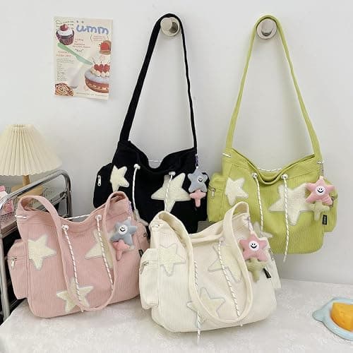 Makukke Y2K Corduroy Shoulder Bag Women, Cute Tote Bag Large Crossbody Bag for Office Work Travel Shopping thumbnail 7