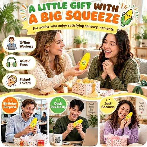 Crunchy Corn Squishy ASMR Sensory Fidget Toy, Realistic Fake Corn Squishy | Block-Filled Soft Squeeze Stress Relief Toy, Popcorn Squishy & Candy Corn Desk Decor Party Favor for Adults & Teens thumbnail 6