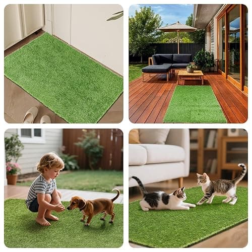 Yinoos 36" x 24" Fake Grass Mat for Dogs, Premium Washable Artificial Turf Grass Rug for Patio Lawn Balcony Door Dog Pet Pee Potty Training thumbnail 7