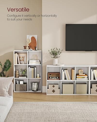 VASAGLE Custos Collection - Bookshelf, Bookcase, Cube Shelf with 6 Compartments, 9.4 x 25.8 x 38.6 Inches, Storage Shelf, for Living Room, Home Office, Dining Room, Cloud White ULBC423W01 thumbnail 4