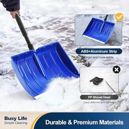 Yocada Snow Shovel for Driveway Home Garage Snow Removal 55 inch Long with D-Grip Handle Aluminum Strip Large Capacity Shovel for Garden Car Camping Outdoor thumbnail 5
