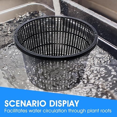 mekueeex 6 Pcs Hydroponic Baskets Aquatic Black Plastic Garden Mesh Net Pot Hydroponic Pots Slotted Pond Basket Aquarium Plant Pots for Lily Hydroponic Nursery Grow Planting Supplies thumbnail 4
