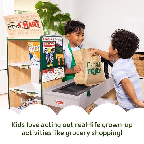 Melissa & Doug, Fresh Mart Pretend Grocery Store, Kids Cash Register with Scanner, Shelves, & Conveyor Belt, Kids Toys for Girls & Boys thumbnail 8
