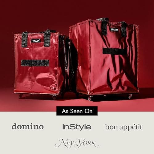 (Medium, Cosmic Red) Reusable Grocery Bag On Wheels, Shopping Trolley, Rolling Tote, Zipper Closure, Lightweight, Carries Up to 66 lb, Folds Flat, Unbreakable Handles thumbnail 5