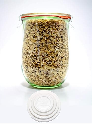 Weck Tulip Jars 1 Liter - Large Sourdough Starter Jars with Wide Mouth, Glass Lids and Keep Fresh Covers - Suitable for Canning and Storage (2 Pack) thumbnail 9