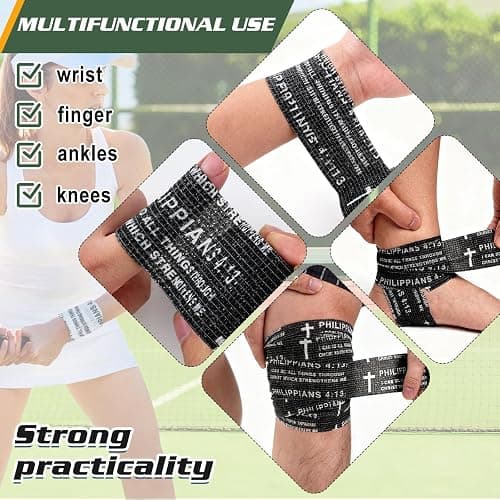 24 Pcs Christian Cross Athletic Tape 2 Inx15 Ft Cross Wrist Tape Baseball Wrist Tape Elastic Self Adhesive Bandage Wrap Bible Verse Sport Tape for Trainers Gymnastic Baseball Soccer Athlete Injury Use thumbnail 3