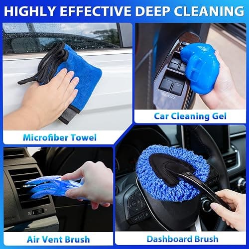 THINKWORK Car Cleaning Kit Car Detailing Kit,Car Cleaning Kit Interior Cleaner with High Power Blue Handheld Vacuum Cleaner,Brush Sets,Windshield Cleaner and Storage Bag,Car Accessories,Car Gift Set thumbnail 6