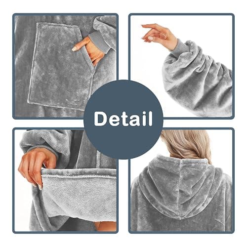 Kipswiza Blanket Hoodie - Wearable Blankets Oversized Cozy Flannel Sweatshirt Blanket as Gifts for Adult Women Men thumbnail 3