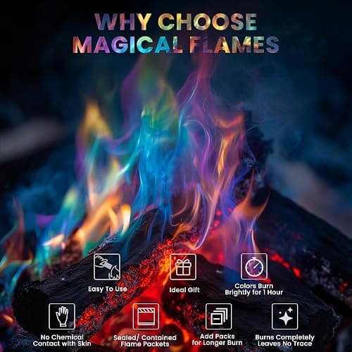 Magical Flames Fire Color Changing Packets Fire Pit (25 Pack), Fire Color Packets for Camping Essentials, Campfire, Bonfire & Fireplaces, Campfire Accessories, Cosmic Flames thumbnail 8