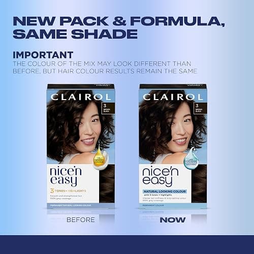 Clairol Nice'n Easy Permanent Hair Dye, 3 Brown Black | 100% Gray Coverage | Long‑Lasting, Natural‑Looking Color & Shine | Pack of 1 thumbnail 3