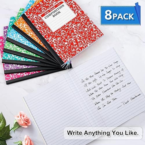 feela 8 Pack Composition Notebooks, Pastel Colour 25X19cm College Ruled Lined Exercise Notebook,Soft Cover B5 Journal Notebooks for Work, Travel Journals for Note Taking, Writing, School Supplies thumbnail 4