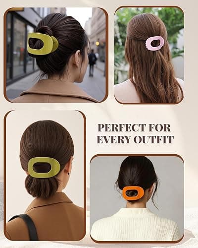 Secroma 6 PCS Flat Hair Clips for Women, French Medium Non Slip Claw Clips | Minimalist Glossy Design with Strong Grip for Thick Thin Hair, Keeps Hair Secure for Low Buns, Updos and Everyday Styling thumbnail 6