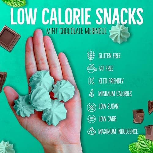 Don't Worry Meringue Cookies | Double Chocolate, Hazelnut, Mint Chocolate Flavor | Low Calorie Snacks with 4 Calories per Piece | Keto, Gluten Free, Low Carb Healthy Snacks For Adults | 4 Pack thumbnail 3