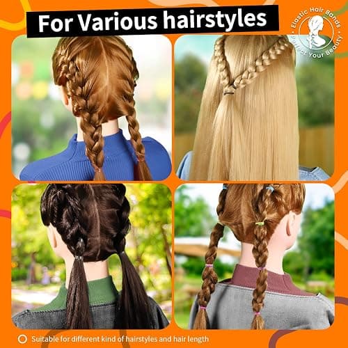 Teenitor Elastic Hair Bands, 2000pcs Hair Rubber Bands, Elastics for Hair, Small Hair Ties, Clear,Black,Brown and Color thumbnail 3