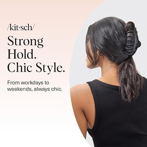 Kitsch Hair Clip Octopus Style - Secure Hold Large Claw Clip, Hair claw clips for thick hair, hair accessories for women, Hair accessories for girls, Hair clips for women, Black & Tortoise, 2pcs thumbnail 8