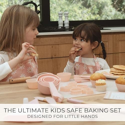 Wooden Baking Set for Kids - A Complete Set of Real Kitchen Utensils Gives Toddlers a Fun Cooking Experience - Durable Safe to Use Tools are Perfect for Gifting to Create Lasting Family Memories thumbnail 4
