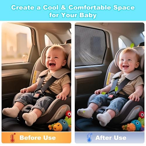 XCBYT 2015-2020 Tucson Window Shades, 4-Pack Magnetic Cooling Mesh | Blocks heat for camping & baby sleeping. Front shades are partial for rearview mirror. Wait 24h for clips to set thumbnail 3
